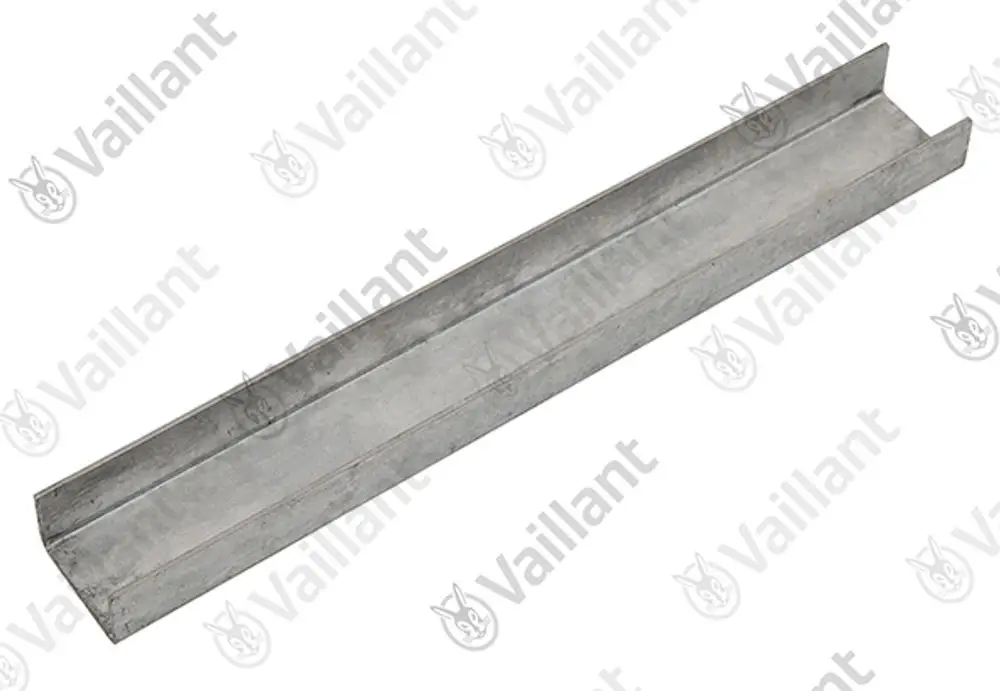 Vaillant Profilleiste aus Metall, längliche Form mit flachem Boden und erhöhten Rändern. Eignet sich zur Abdichtung in Heizungsinstallationen.